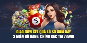 Giao diện kết quả xổ số hôm nay 3 miền rõ ràng, chính xác tại 78WIN